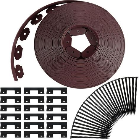 Rosvola 40 Meter lange Kunststoff-Garteneinfassung mit 120 Befestigungspfählen, flexible Raseneinfassung mit stabilen Pfählen, Gartenidee (1/5)