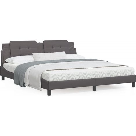 Lit avec matelas gris 180x200 similicuir (1/5)
