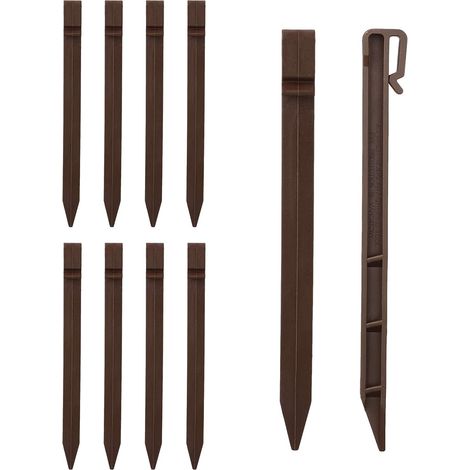 Lot de 20 piquets de jardin en plastique de 24 cm, piquets d'ancrage en spirale, piquets d'ancrage de paysage, piquets de paysage, piquets de jardin pour clôture de jardin, Marron (1/5)