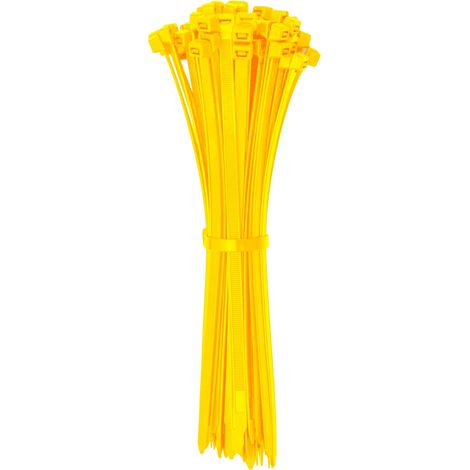 ERKO Fascette plastica giallo 200 x 3,6 mm 100 pezzi, per fissaggio, stoccaggio, organizzazione, cantieri e gestione dei cavi, corto (1/5)