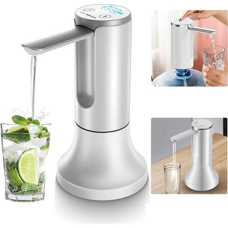 Fontaine à eau de bureau avec socle, pompe à eau électrique pliable, chargement USB avec arrêt automatique, compatible avec les réservoirs de 2 à 5 gallons, modèle silencieux à écran tactile (1/5)