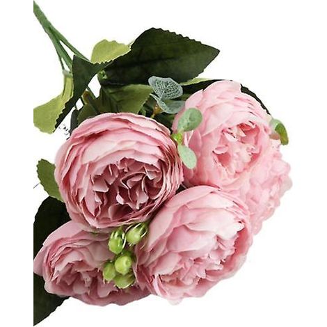 Composition florale artificielle imperméable, style vintage, aux couleurs vives, rose artificielle, pour la maisonrose (1/5)