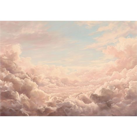 Papier peint mural nuages ciel boho beige intissé grand format design intérieur salon chambre pas cher 150x105 cm (1/5)