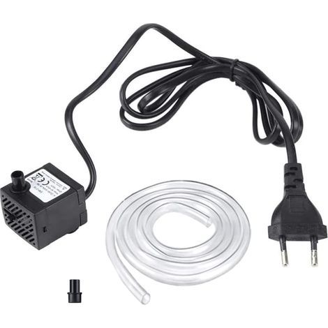 Submersible pump, ultra-quiet mini water pump, mini water pump, with 2 nozzles, 2 suction cups and a 50cm hose for aquariums, fountains, fish tanks, safe, economical, 3W (EU) (1/3)