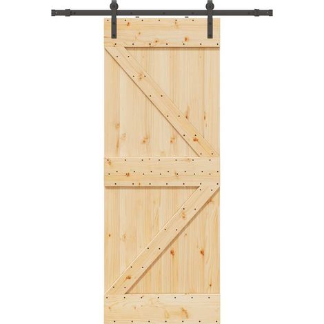 Puerta corredera con herrajes madera maciza de pino 80x210 cm vidaXL (1/5)