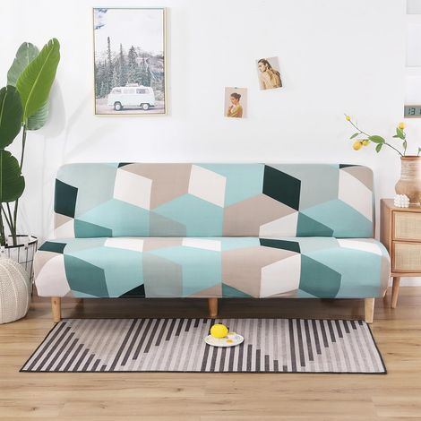Universeller Stretchbezug ohne Armlehnen für 3-Sitzer-Schlafsofa, wasserdicht und rutschfest aus Jacquard.