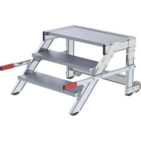 MUNK Arbeitspodest fahrbar Stahl-Gitterrost 800mm Stufenbreite 3 Stufen (1/3)