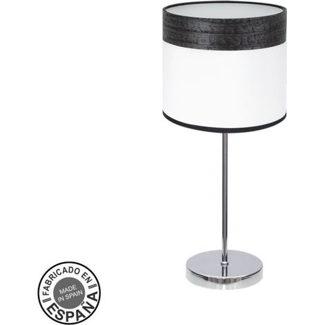 Cloe Tischlampe 1xe14 Chrom/weiß-schwarzes Holz 42X18X18 CM