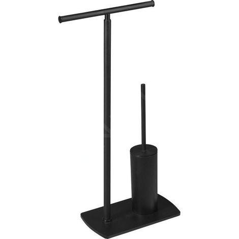 Sapho Accessoires de salle de bains Gedy - Porte-rouleaux WC et brosse de toilette et réservoir à poser Florida, noir mat 733214 (1/4)