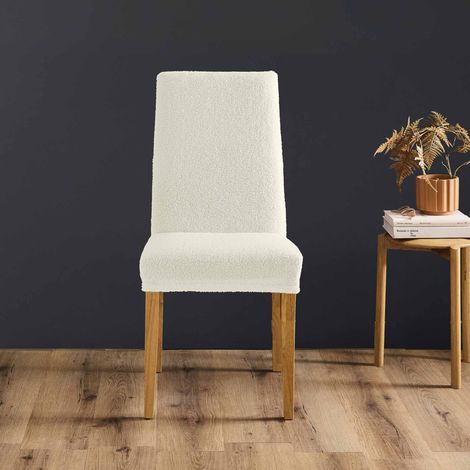 Housse de Chaise en Tissu Bouclette "Laina" 55cm Naturel (1/3)
