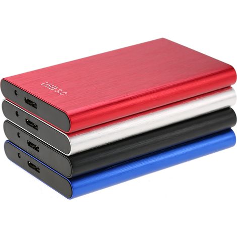 Boîtier pour disque dur USB 3.0 en alliage d'aluminium, compatible SATA HDD/SSD 2,5 pouces, portable et à transfert haute vitesse, rouge (disque dur non inclus). (1/5)