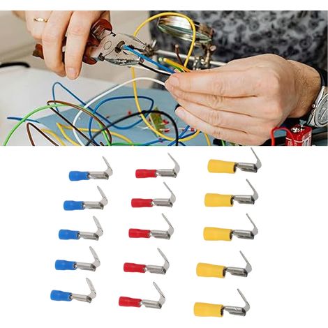 Embouts Spade Connecteurs Semi-Isolés à Double Étrier 60 Pièces Série Rouge Bleu Jaune 22-10 AWG (1/4)
