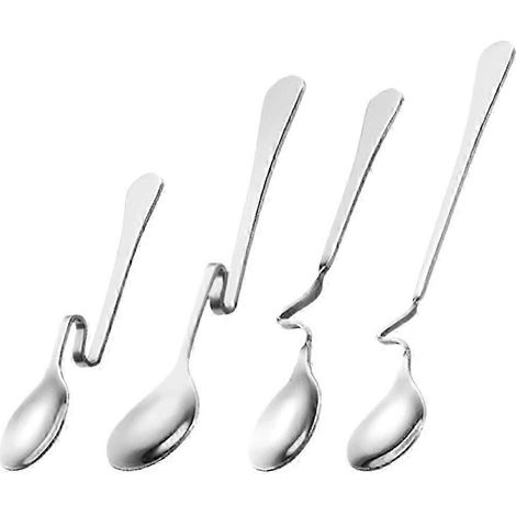 Lot de 4 cuillères en acier inoxydable pour mélanger, à café, à miel (1/4)