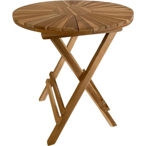 Axi Gia Table De Jardin Pliante Ronde En Teck, Ø 60 Cm Meuble Style Bistrot Pour Terrasse / Balcon / Extérieur (1/5)