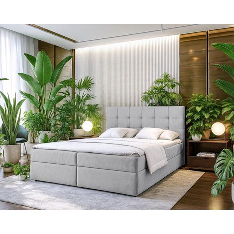 AX LIVING Stauraum Boxspringbett Grau 180x200 cm Geceteni Doppel Bett