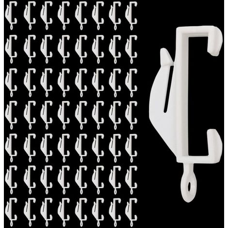 (Bianco) Guide per tende, ganci per tende, 50 pezzi di ganci per tende in plastica, guide per tende per appendere e spostare tende da doccia, tende da finestra, ganci per tende