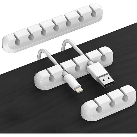 Clips de câble en silicone, organiseur de câbles auto-adhésif, kit de gestion de câbles polyvalent pour bureau et espace de travail à domicile (1/5)