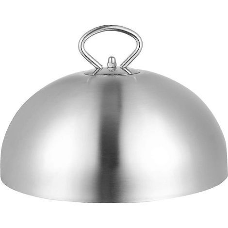 Steakdeckel aus Edelstahl für Teppanyaki-Grill, Spritzschutz, Kochutensil für Gastronomie und Haushalt (20 cm) – Silber (1/4)