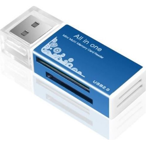 lecteur de carte mémoire Flash Multi tout-en-1,Micro USB 2.0,adaptateur pour mémoire SD,SDHC,TF,M2,MMC,MS PRO DUO- Bleu[D50934]