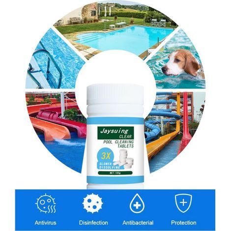 Pilules Effervescentes pour Piscine Nettoyage Efficace Anti-Taches 100g- (1/2)