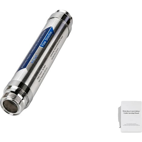 Détartrant d'eau, Acier inoxydable, 7,5 x 3 x 4 pouces, Convient aux systèmes domestiques, Réduit l'accumulation de calcaire, Technologie antibactérienne en argent (1/5)