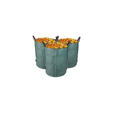 Lot de 3 Sacs de Jardin de 300 L, Pliable et Réutilisable, Stable, Résistant aux UV, Sac à Herbe Feuilles, Déchets de Jardin H704