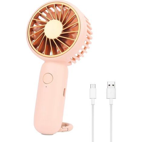 Longziming - Mini ventilateur USB - Ventilateur portable - Ventilateur de poche - Crochet réglable - 3 vitesses - Plastique ABS - Design compact - Refroidissement ultra-silencieux - 1 pièce
