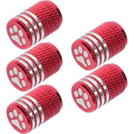 Bouchons de valve de pneu décoratifs à motif empreinte de patte pour voiture rouge (lot de 5) (1/5)