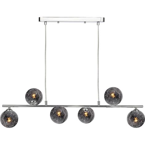 Dar Spiral Suspension à 6 lumières en spirale, chrome poli et verre à confettis noirs (1/2)