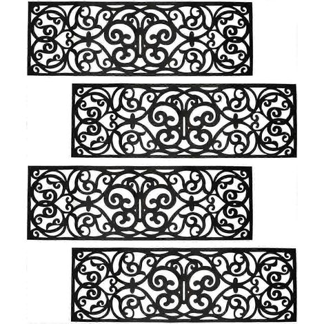 Lot de 4 tapis d'escalier en caoutchouc, antidérapants, pour l'extérieur, l'intérieur, l'entrée et les escaliers (29 po x 9,5 po). (1/5)