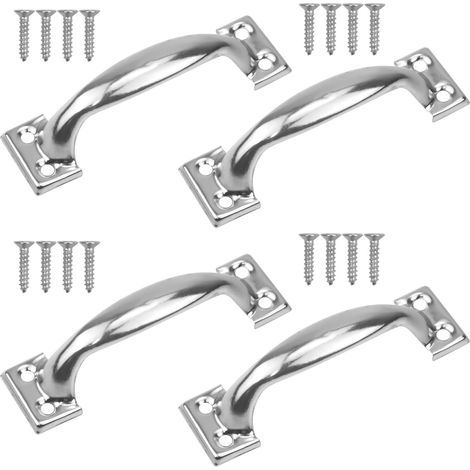 98mm Kitchen Handles, 4-Piece Kitchen Cabinet Door Handles, Furniture Pull Handles with Screws for Kitchen, Bedroom, Cupboard, Drawer (Silver) (1/4)