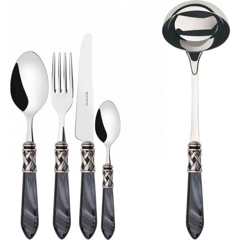 ALADDIN Ghiera Argento Anticato, Posate Set 49 Pz, Scatola