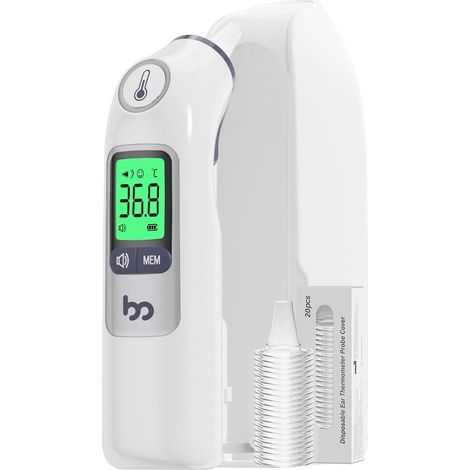 Thermomètre Auriculaire Infrarouge, Alarme 3 Couleurs, Adultes/Enfants (1/5)