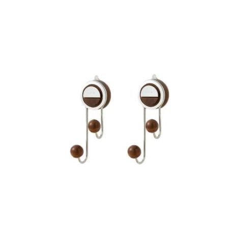 Set mit 2 Saugnapfhaken, Wandhaken ohne Bohrspuren, geeignet für Badezimmer, Schlafzimmer und Küchen. Walnuss.