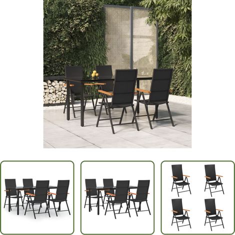 vidaXL Rattan - 5-tlg. Garten-Essgruppe Schwarz und Braun Poly Rattan (1/5)