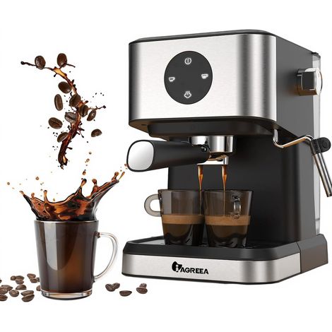 Machine à expresso de 20 bars avec mousseur à lait et baguette à vapeur, réservoir d'eau amovible de 1,4 l, machine à café semi-automatique à chauffage rapide pour cappuccino (1/4)