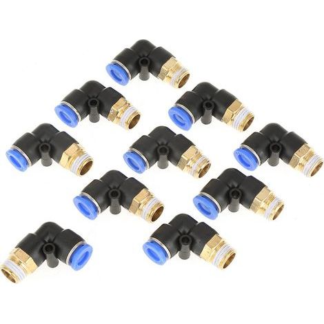 10pcs Raccords de Tuyau Coudes Pneumatiques Connecteur Rapide Ligne d'air pour Connecteur Tube 8mm Diamètre Fil G1/4 (1/5)