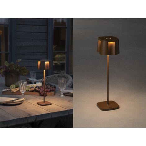 Wiederaufladbare LED Outdoor Tischleuchte NICE dimmbar in Rostoptik, Höhe 36cm (1/5)