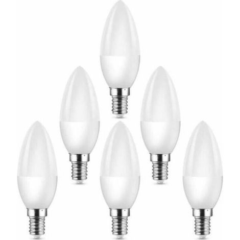 -Lot de 6 ampoules LED E14 à petite vis Edison (SES) équivalentes à des ampoules halogènes 40 W C37 400 lm 3000 K Blanc chaud (1/3)