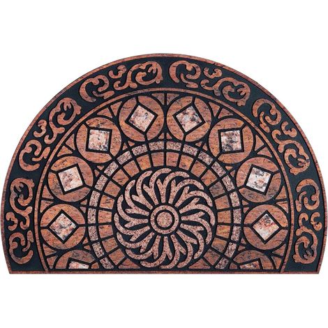 Tapis de porte bohème semi-circulaire – Velours cristal, antidérapant, doux et élégant pour l'entrée intérieure/extérieure, le salon, la chambre, compatible avec tous les sols