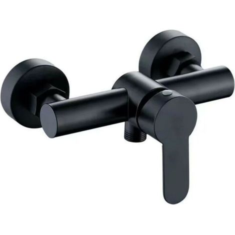 Robinet de douche en acier inoxydable noir (eau chaude et froide) – Fixation murale – Fonctionnement précis – (1/5)