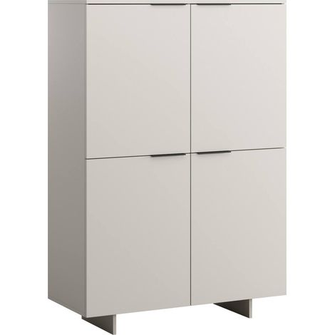 Buffet Colonno, buffet de salon à quatre portes battantes, surélevé, 100 x 42 x 145 cm, beige (1/4)