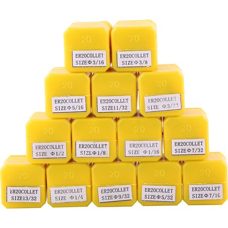 14pcs ER20 Spring Collet Set for CNC Engraving Machine and Milling Lathe Tool 1/16"1/2"