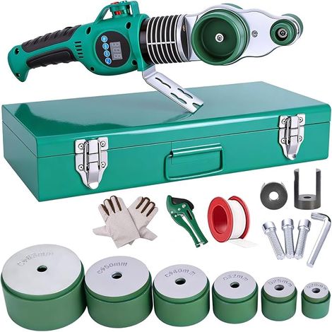 Kit de Soudage à Manchons 1000W avec Affichage Numérique, Machine à Souder les Tuyaux PPR PE PB, 6 Douilles Antiadhésives 20-63 mm, Outil de Plomberie avec Gants et Coffret de Transport (1/5)