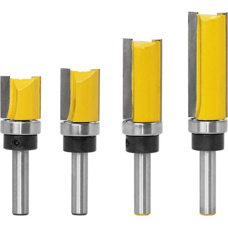 4pcs 8mm tige garniture modèle fraise ensemble modèle garniture fraise affleurante finition modèle routeur travail du bois fraise outil 20mm, 25mm, 38mm, 50mm - RW (1/5)