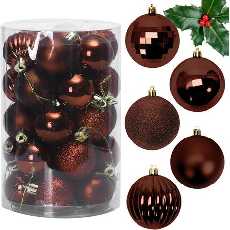 PALLE DI NATALE MARRONE 34 PZ SYSD1688-038