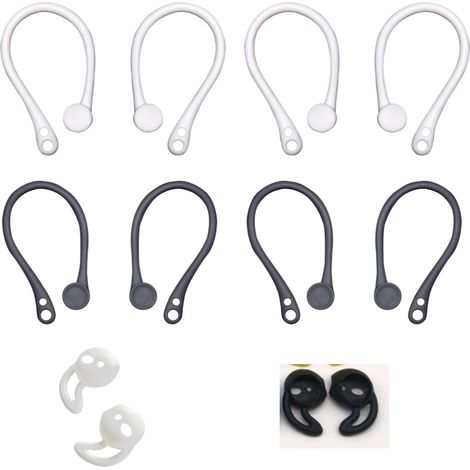4 Paires Crochets d'oreille, 2 Paires Embouts, Silicone, Anti-chute, Compatible AirPods, Sport (1/5)