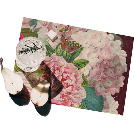 Set 2 tovagliette americane stile floreale plastificate lavabili Velvet