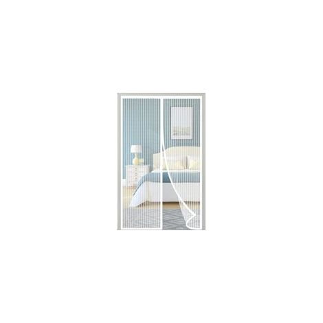 Moustiquaire Porte Fenetre 120x210cm Moustiquaire Fenêtre Aimantée Blanc Sans Perçage Rideau Anti Mouche avec Bande Adhésive, Fermeture Automatique, Maille Ultra Fine (1/5)