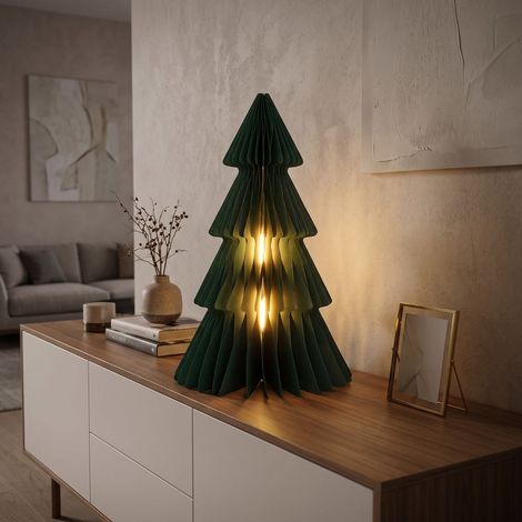 Árbol de Navidad en Papel Verde 30x50cm con luz LED Cálida (1/2)